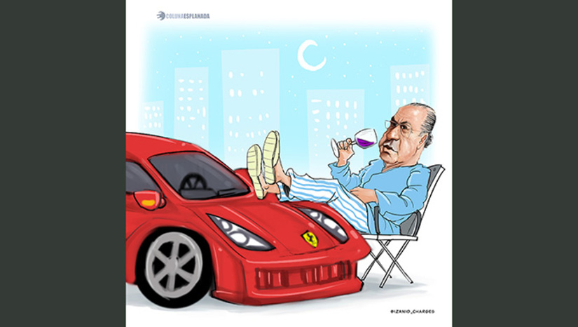Imagem 1 -  Ex-prefeito e ex-governador de São Paulo, Paulo Maluf completa 94 anos na próxima quarta-feira (3/9). Proibido de sair do País e na lista vermelha da Interpol, Maluf curte a “prisão” paulistana com a melhor adega do Brasil, comentam amigos. Ele ainda dirige uma Ferrari e passeia discretamente por SP e interior. Optou pelo “ser sem ser visto” e não tem redes, diferente dos veteranos políticos.