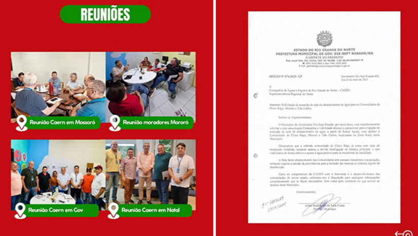 Imagem 1 -  Segundo a Nota, a empresa que explora petróleo e gás na região pescou a bomba do poço e aguarda a chegada da sonda para reinstalar no poço.  Ainda conforme a Nota, a Prefeitura de Governador Dix Sept Rosado tratando com a CAERN para abastecer a comunidade de Mororó com água da adutora Apodi/Mossoró.  Finaliza a Nota especificando que não acionou a polícia para inibir qualquer atividade na comunidade de Mororó.
