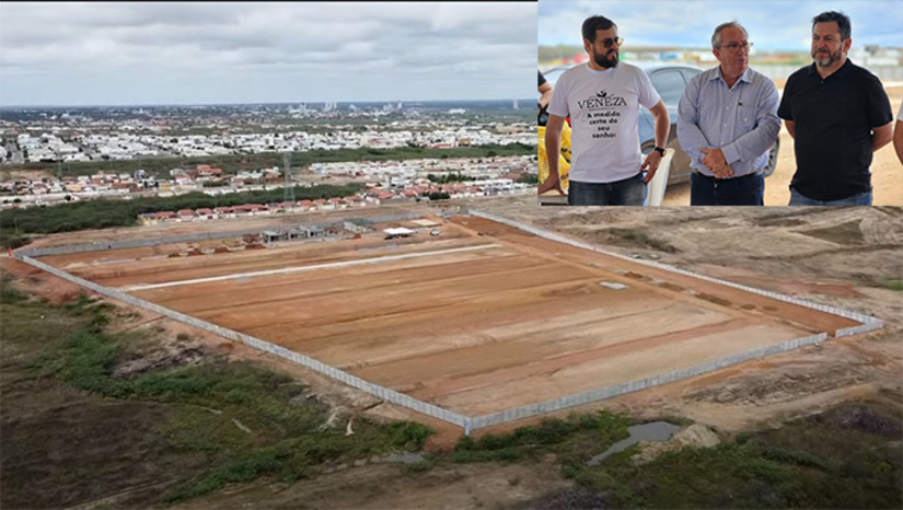 Imagem 1 -  A construção do Veneza Residencial, nas margens da BR 110, saída de Mossoró na direção de Areia Branca, está muito avançado. Já foram concluídos muro e a terraplanagem, estando com obras aceleradas a guarita, as ruas e a área social. A construção das casas deve começar nesta semana e já no próximo ano os primeiros moradores já vão está recebendo as chaves, segundo revelou ao MOSSORÓ HOJE, o empresário Einsten Preston, da Castel Construções.