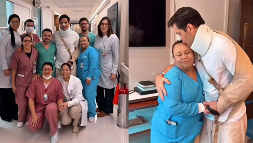 Imagem 1 - Rafael Motta havia sido internado após complicações médicas que exigiram cuidados intensivos. Com a melhora, ele foi transferido para um leito de enfermaria, onde seguirá em acompanhamento da equipe médica. Em nota, familiares agradeceram pelas orações e mensagens de apoio recebidas nos últimos dias. "Estamos aliviados e felizes com a recuperação de Rafael. Continuaremos confiando em Deus e na dedicação dos profissionais de saúde que o acompanham", destacou a família. Ainda não há previsão de alta hospitalar, mas os médicos consideram o avanço no quadro como um sinal importante de recuperação. Imagem 1 - Rafael Motta havia sido internado após complicações médicas que exigiram cuidados intensivos. Com a melhora, ele foi transferido para um leito de enfermaria, onde seguirá em acompanhamento da equipe médica. Em nota, familiares agradeceram pelas orações e mensagens de apoio recebidas nos últimos dias. "Estamos aliviados e felizes com a recuperação de Rafael. Continuaremos confiando em Deus e na dedicação dos profissionais de saúde que o acompanham", destacou a família. Ainda não há previsão de alta hospitalar, mas os médicos consideram o avanço no quadro como um sinal importante de recuperação.