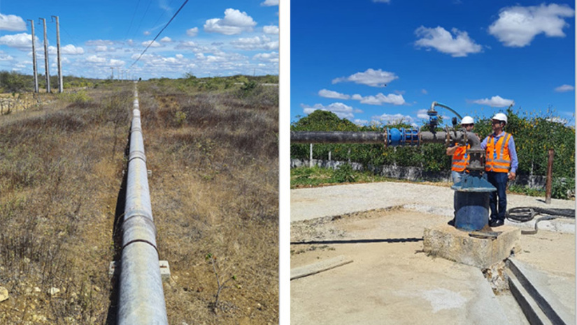Imagem 1 - Este sistema adutor inicialmente estava previsto abastecer Mossoró com água da Barragem de Santa Cruz, entretanto, este projeto não deu certo. Daí, anos depois, o Governo decidiu concluir o sistema adutor com água do subsolo de Apodi, que é mineral. A meta é concluir o trabalho até o final do primeiro semestre de 2026, injetando 1,1 milhão de litros de água por hora no sistema que abastece Mossoró. Na atual fase de testes, estão operando com 25% da capacidade. Imagem 1 - Este sistema adutor inicialmente estava previsto abastecer Mossoró com água da Barragem de Santa Cruz, entretanto, este projeto não deu certo. Daí, anos depois, o Governo decidiu concluir o sistema adutor com água do subsolo de Apodi, que é mineral. A meta é concluir o trabalho até o final do primeiro semestre de 2026, injetando 1,1 milhão de litros de água por hora no sistema que abastece Mossoró. Na atual fase de testes, estão operando com 25% da capacidade.