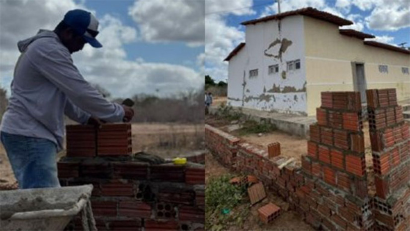Imagem 1 - Entre os serviços realizados na UBS estão a construção de muro, correção do forro de PVC, retirada de rachaduras, troca de portas e pintura geral, garantindo mais segurança, conforto e qualidade para servidores e usuários. Em cerca de 30 dias, as famílias do Atoleiro e de comunidades vizinhas poderão contar com uma UBS totalmente revitalizada, oferecendo um ambiente mais acolhedor e adequado para o atendimento à população. Imagem 1 - Entre os serviços realizados na UBS estão a construção de muro, correção do forro de PVC, retirada de rachaduras, troca de portas e pintura geral, garantindo mais segurança, conforto e qualidade para servidores e usuários. Em cerca de 30 dias, as famílias do Atoleiro e de comunidades vizinhas poderão contar com uma UBS totalmente revitalizada, oferecendo um ambiente mais acolhedor e adequado para o atendimento à população.