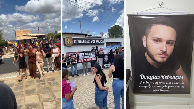 Imagem 1 -  Douglas foi morto por um tiro nas costas no início da madrugada deste sábado, 10, quando retornava de Lucrécia-RN para sua casa no sítio Exu, que fica na divisa com Almino Afonso-RN. O adolescente de 15 anos que estava com ele foi baleado na mão. A família pede que os policiais sejam afastados e investigados por um delegado isento. A revolta da família é maior porque a Polícia Civil enviou nota a imprensa dizendo que a vítima atirou. Segundo eles, Douglas e o adolescente não tinham arma e nunca cometeram qualquer alto ilícito. 