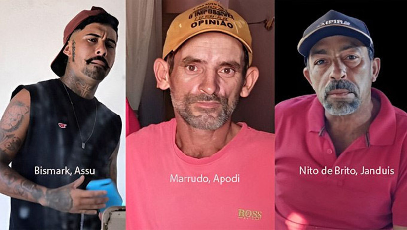 Imagem 1 - Primeiro fato ocorreu em Apodi-RN. A vítima foi o agricultor Francisco Roberto Eufrázio de Lima, o Marrudo, de 41 anos. O segundo caso foi registrado em Janduis-RN. A vítima foi o agricultor José Rozenildo Batista de Sousa, o Nito Brito, de 56 anos. O terceiro caso foi na comunidade de Patativa do Assaré, em Assu. A vítima se identificava por Bismark Potiguar ou Bruxo do Corte e as vezes de índio. Ele morreu quando tentou roubar castanha, um carro e uma moto. Os três casos serão investigados pela Polícia Civil. Imagem 1 - Primeiro fato ocorreu em Apodi-RN. A vítima foi o agricultor Francisco Roberto Eufrázio de Lima, o Marrudo, de 41 anos. O segundo caso foi registrado em Janduis-RN. A vítima foi o agricultor José Rozenildo Batista de Sousa, o Nito Brito, de 56 anos. O terceiro caso foi na comunidade de Patativa do Assaré, em Assu. A vítima se identificava por Bismark Potiguar ou Bruxo do Corte e as vezes de índio. Ele morreu quando tentou roubar castanha, um carro e uma moto. Os três casos serão investigados pela Polícia Civil.