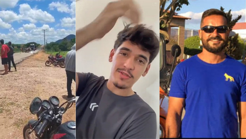 Imagem 1 -  As vítimas são o universitário André Queiroz, de Lucrécia-RN, e o cidadão Pedro Gomes, de Almino Afonso-RN. André faleceu no local e Pedro ainda foi socorrido pelo SAMU, com vida, para o Hospital Regional Tarcísio Maia, em Mossoró-RN, mas não resistiu aos ferimentos. As causas do acidente serão investigadas pelo delegado de Patu-RN.