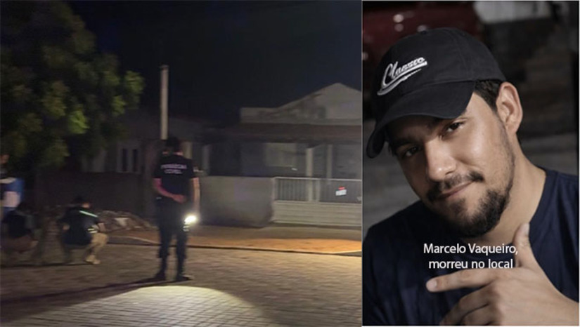 Imagem 1 - A vítima Paulo Sérgio Araújo Brito, de 36 anos, estava no quarto de casa com a esposa Gesya Sales, de 33 anos, quando percebeu a presença de homens armados. Ele reagiu e matou um homem conhecido por Marcelo Vaqueiro. Na troca de tiros, Paulo Sérgio foi baleado no tórax e sua esposa nos braços. Os outros invasores, quando começou a troca de tiros, fugiram numa moto e num carro, que havia ficado próximo. O caso está sendo investigado pela Policia Civil. Imagem 1 - A vítima Paulo Sérgio Araújo Brito, de 36 anos, estava no quarto de casa com a esposa Gesya Sales, de 33 anos, quando percebeu a presença de homens armados. Ele reagiu e matou um homem conhecido por Marcelo Vaqueiro. Na troca de tiros, Paulo Sérgio foi baleado no tórax e sua esposa nos braços. Os outros invasores, quando começou a troca de tiros, fugiram numa moto e num carro, que havia ficado próximo. O caso está sendo investigado pela Policia Civil.