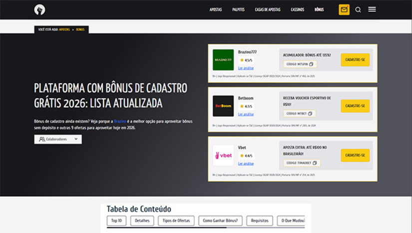   O mercado brasileiro atingiu R$ 234 bilhões em comércio eletrônico e R$ 36,9 bilhões em apostas regulamentadas durante 2025. Empresas implantam bônus de cadastro para reduzir fricção de entrada, mas a maioria estrutura ofertas que capturam dados ou forçam gastos mínimos.