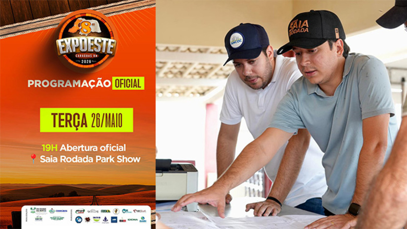   Evento será realizado de 26 a 31 de maio, no Saia Rodada Park Show, que se transforma no principal polo de negócios, genética animal, tradição e fortalecimento da agropecuária nordestina Este ano vai sediar a Exposição Brasileira da Raça Santa Inês e a Exposição Nordestina da Raça Boer. O prefeito Givago Barreto informa que está destinando R$ 135 mil em premiação, como meio de incentivo a participação dos criadores da região. “Estamos preparando uma Expoeste ainda maior, com eventos de nível nacional e nordestino”, destaca o prefeito Givago Barreto