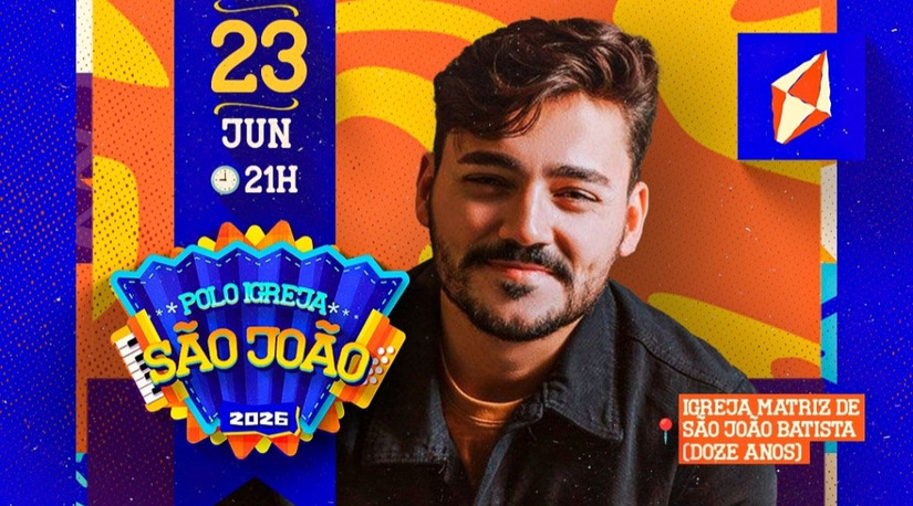 Imagem 1 - O Mossoró Cidade Junina recebe nesta terça-feira (23), às 21h, o cantor católico Thiago Brado no Polo Igreja São João, no bairro Doze Anos. Reconhecido nacionalmente por sucessos como “Minha essência”, o artista promete uma apresentação repleta de fé e emoção para a comunidade e visitantes. O polo, que integra a tradicional celebração ao padroeiro São João Batista com mais de 60 anos de história, segue com programação de shows locais e regionais até esta quarta-feira (24). Imagem 1 - O Mossoró Cidade Junina recebe nesta terça-feira (23), às 21h, o cantor católico Thiago Brado no Polo Igreja São João, no bairro Doze Anos. Reconhecido nacionalmente por sucessos como “Minha essência”, o artista promete uma apresentação repleta de fé e emoção para a comunidade e visitantes. O polo, que integra a tradicional celebração ao padroeiro São João Batista com mais de 60 anos de história, segue com programação de shows locais e regionais até esta quarta-feira (24).