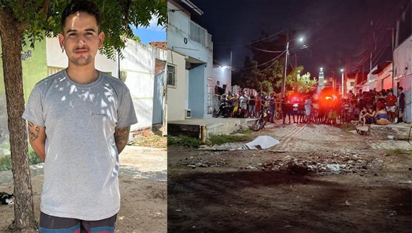 Imagem 1 - Matheus Gomes Luciano, de 21 anos, estavam na calçada de casa, na companhia da esposa quando começou o ataque. Ele ainda tentou correr, mas terminou sendo alvejado nas costas e morrendo. A esposa dele foi baleada na altura do ombro e socorrida pelo HRTM. O caso está sendo investigado pela Divisão de Homicídios e Proteção à Pessoa, de Mossoró-RN. Imagem 1 - Matheus Gomes Luciano, de 21 anos, estavam na calçada de casa, na companhia da esposa quando começou o ataque. Ele ainda tentou correr, mas terminou sendo alvejado nas costas e morrendo. A esposa dele foi baleada na altura do ombro e socorrida pelo HRTM. O caso está sendo investigado pela Divisão de Homicídios e Proteção à Pessoa, de Mossoró-RN.