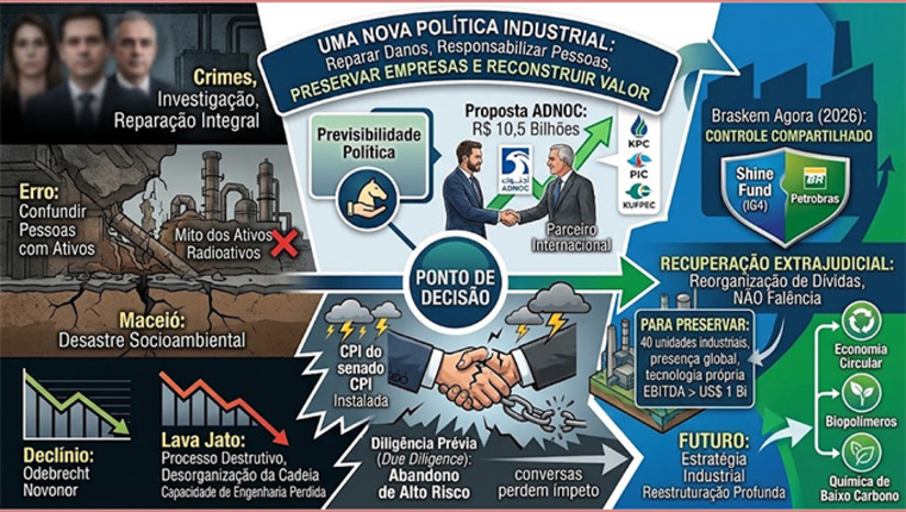   Quando presidi a Petrobras, em 2023 e 2024, tentamos romper essa inércia. Não defendíamos simplesmente estatizar a Braskem ou vender passivamente nossa participação. Queríamos uma solução industrial: nova estrutura de controle, governança moderna e um parceiro internacional capaz de aportar capital, tecnologia, mercados e visão de longo prazo. Mais na COLUNA OPINIÃO