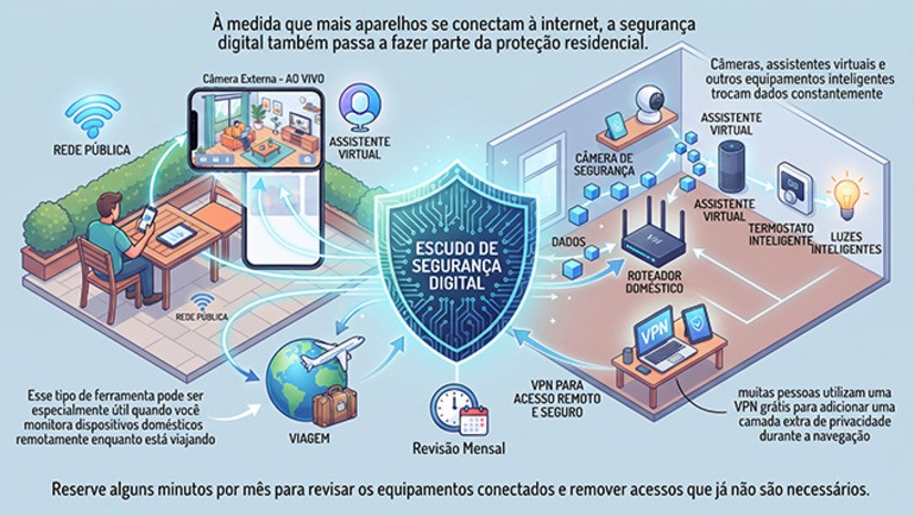   A tecnologia residencial evoluiu de forma prática, permitindo que você monitore ambientes pelo celular, receba alertas em tempo real e tome decisões rapidamente quando algo foge do normal. Com escolhas inteligentes, é possível aumentar a segurança sem complicar a sua rotina.