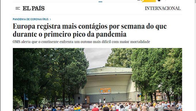 Imagem 1 -  COVID19: Principais jornais no mundo alertam segunda onda na Europa